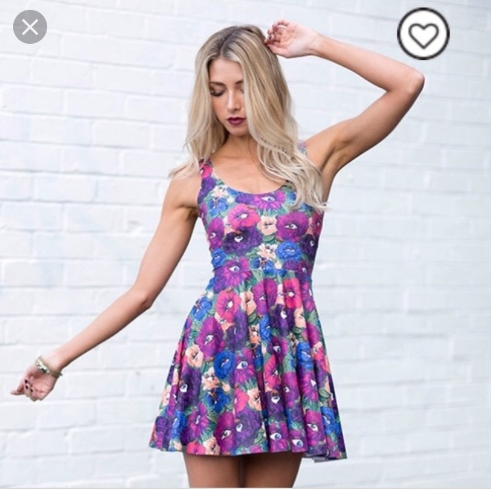 Blackmilk Peeking Peonies Skater Scoop Dress